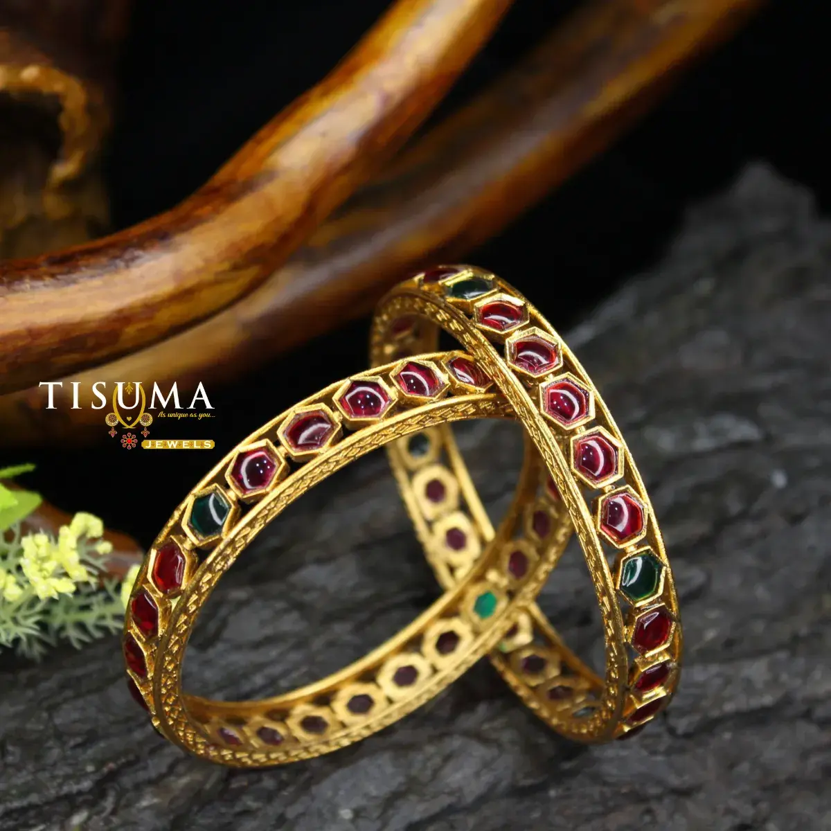 Kemp Honeycomb Temple Bangles